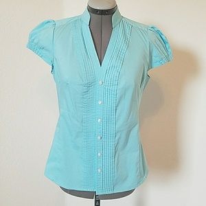 Express Turquoise Short Sleeve Stretch Shirt Small